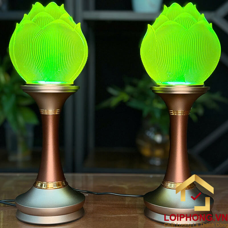 Đèn Thờ Hoa Sen Búp Lưu Ly Thân Hợp Kim Đồng cao cấp