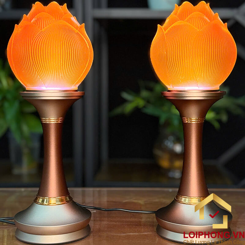 Đèn Thờ Hoa Sen Búp Lưu Ly Thân Hợp Kim Đồng cao cấp