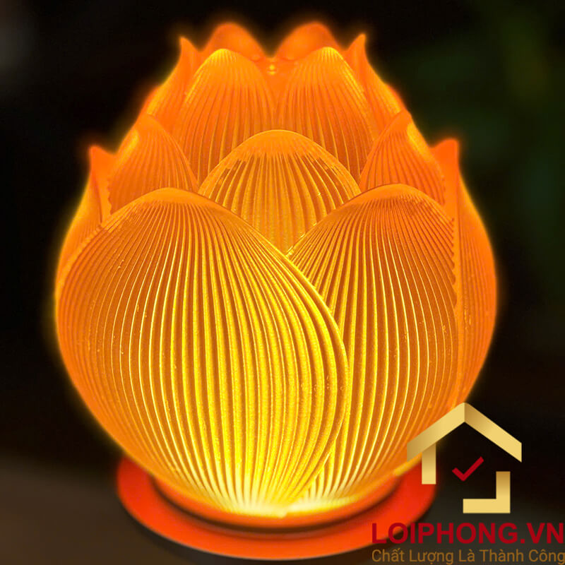 Đèn Thờ Hoa Sen Búp Lưu Ly Thân Hợp Kim Đồng cao cấp