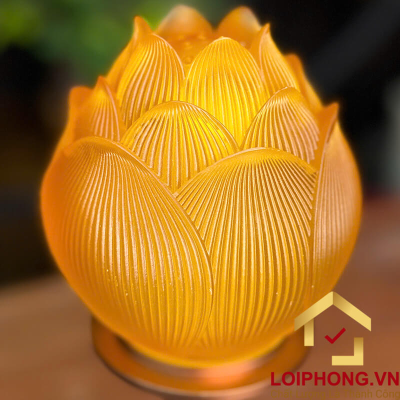 Đèn Thờ Hoa Sen Búp Lưu Ly Thân Hợp Kim Đồng cao cấp