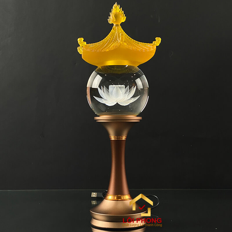Đèn Thờ Pha Lê Cao Cấp Hình Cầu Mái Chùa Lưu Ly