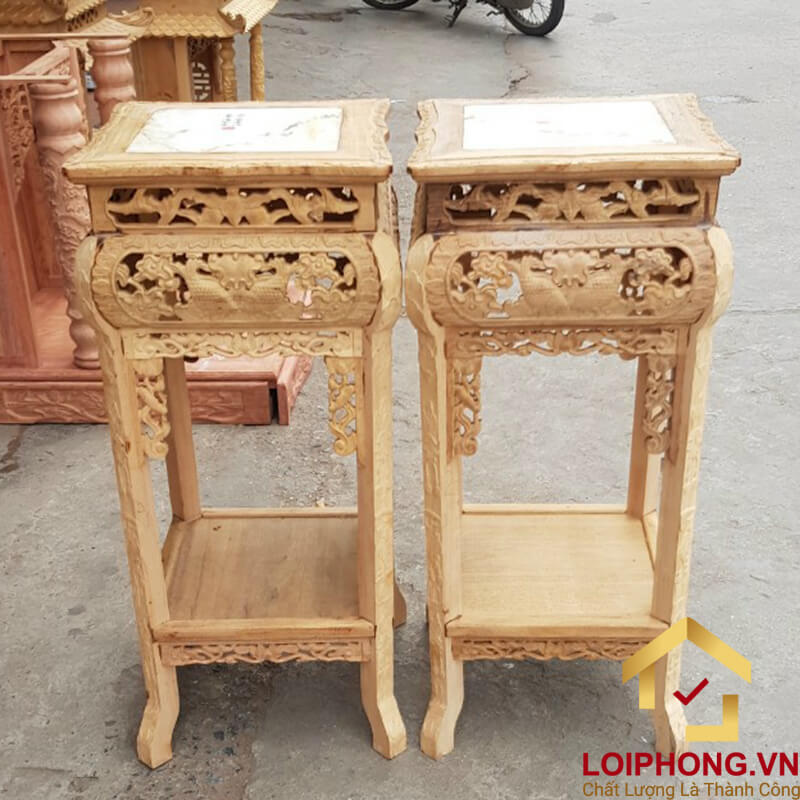 Đôn gỗ vuông bằng gỗ gụ cao cấp kích thước 38x38 cm cao 85 cm