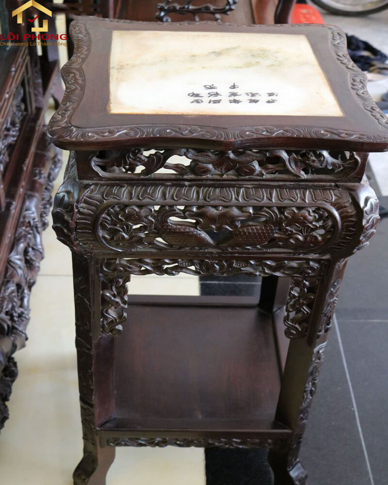 Đôn gỗ vuông bằng gỗ gụ cao cấp kích thước 38x38 cm cao 85 cm