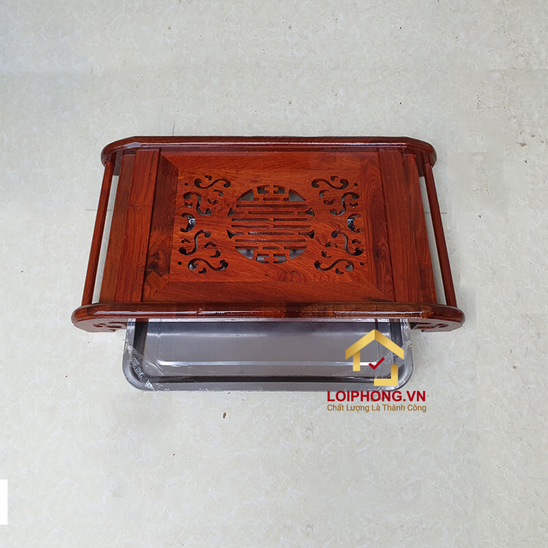 Khay trà gỗ hương chân cuốn thư 47x27x7 cm