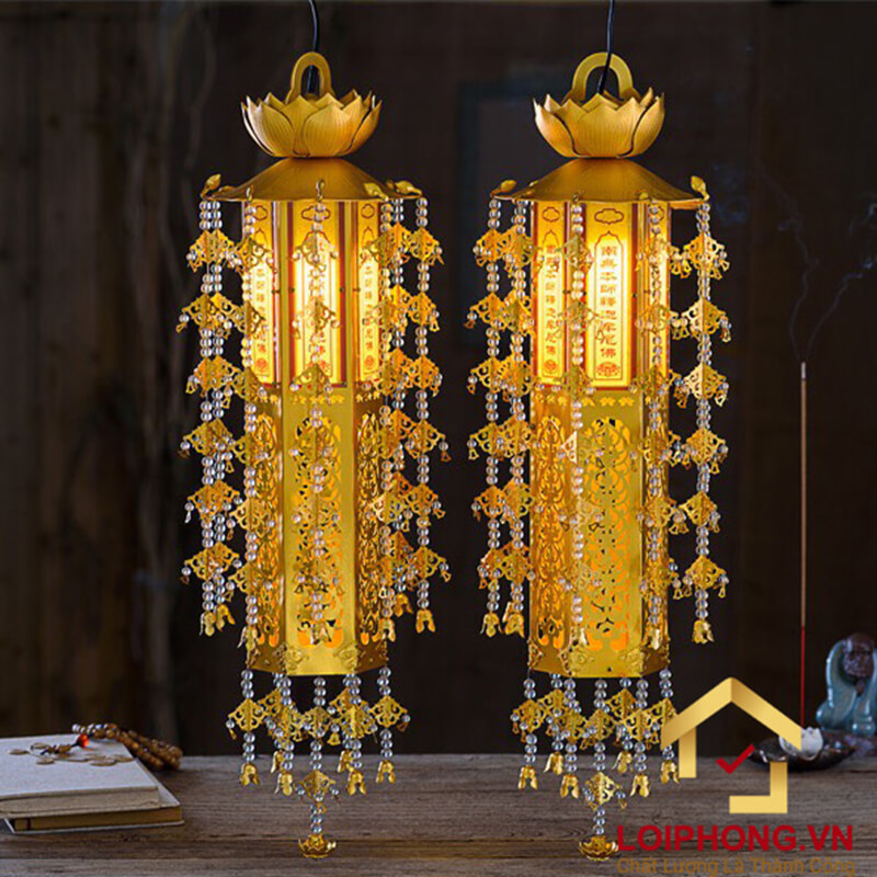 Đèn Lọng Treo Bằng Hợp Kim Mạ Vàng cao từ 70cm - 205cm