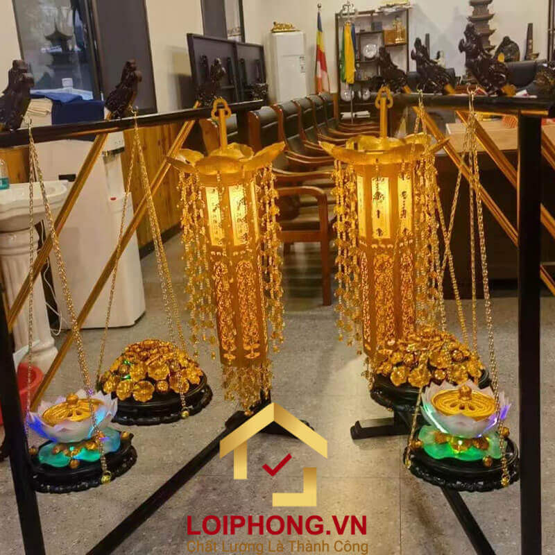 Đèn Lọng Treo Bằng Hợp Kim Mạ Vàng cao từ 70cm - 205cm