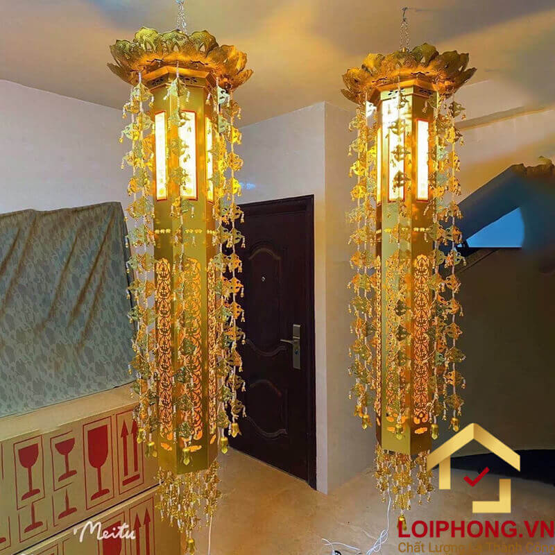 Đèn Lọng Treo Bằng Hợp Kim Mạ Vàng cao từ 70cm - 205cm