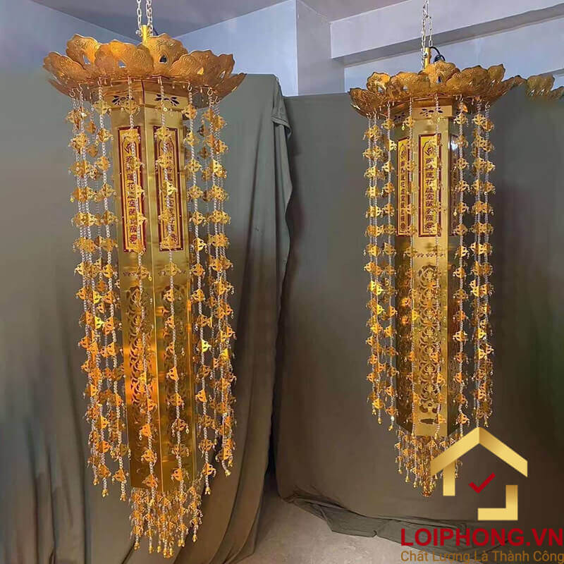 Đèn Lọng Treo Bằng Hợp Kim Mạ Vàng cao từ 70cm - 205cm