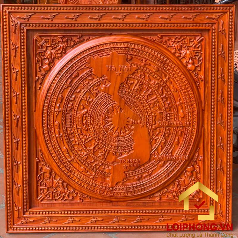 Tranh trống đồng bản đồ Việt Nam kích thước vuông 81x81cm và 87x87 cm