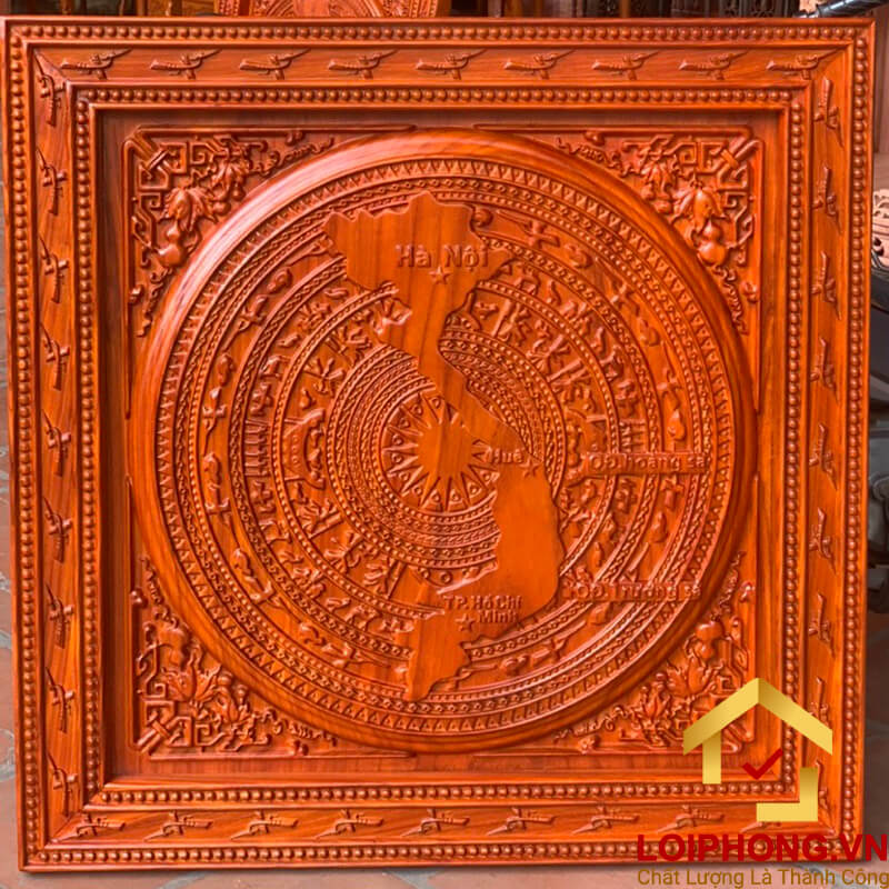 Tranh trống đồng bản đồ Việt Nam kích thước vuông 81x81cm và 87x87 cm