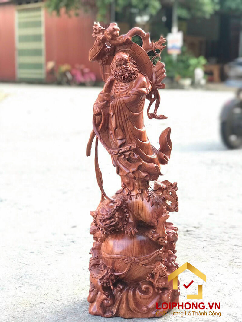 Tên tiêu đề: Tượng Đạt Ma Sư Tổ đứng Lân hương đá