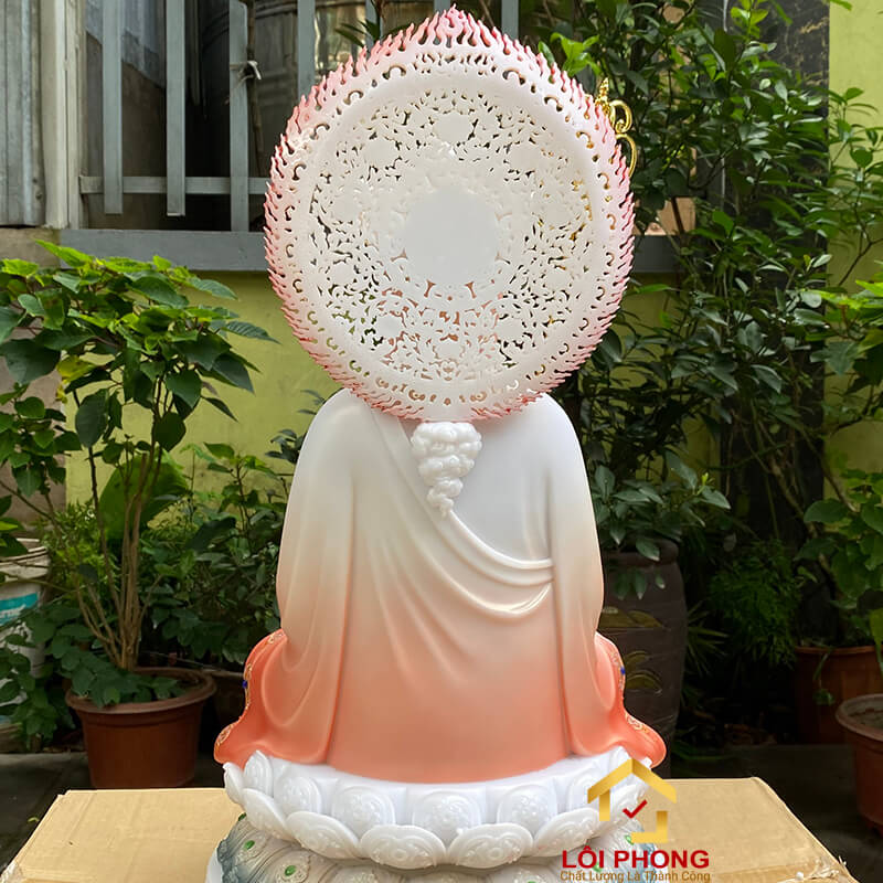 Tượng Địa Tạng Vương Bồ Tát bằng đá đỏ trắng cao 30 - 40 - 48 - 65 cm