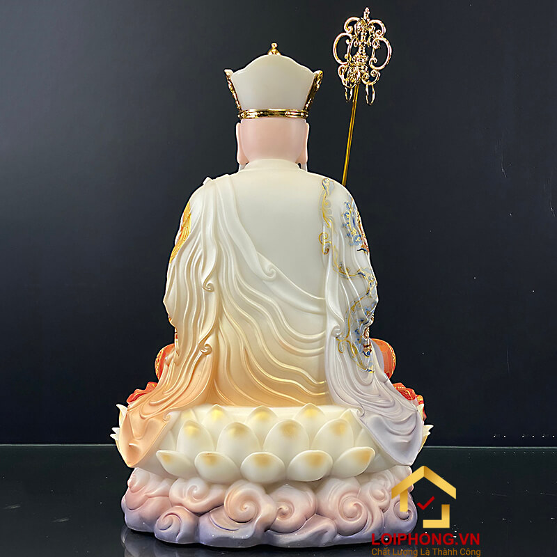 Tượng Địa Tạng Vương Bồ Tát bằng bột đá tọa đài sen sơn phú quý cao 40 – 105 cm