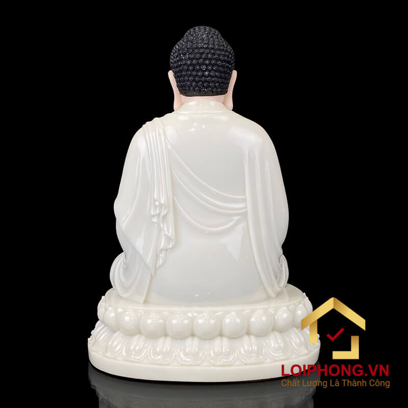 Tượng phật A Di Đà bột đá trắng da hồng cao  30 – 40 – 48 – 65 cm