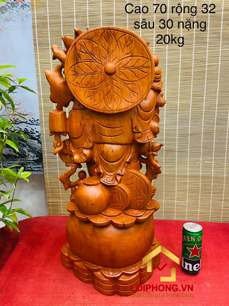 Tượng Phật Di Lặc gánh đào kích thước 70x32x30 cm