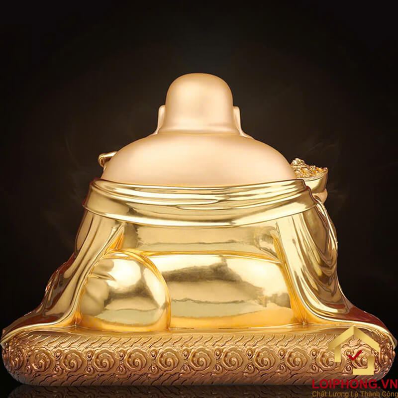 Tượng Phật Di Lặc Ngồi, Bằng Đồng Dát Vàng kích thước 48cm x 34cm x 40cm