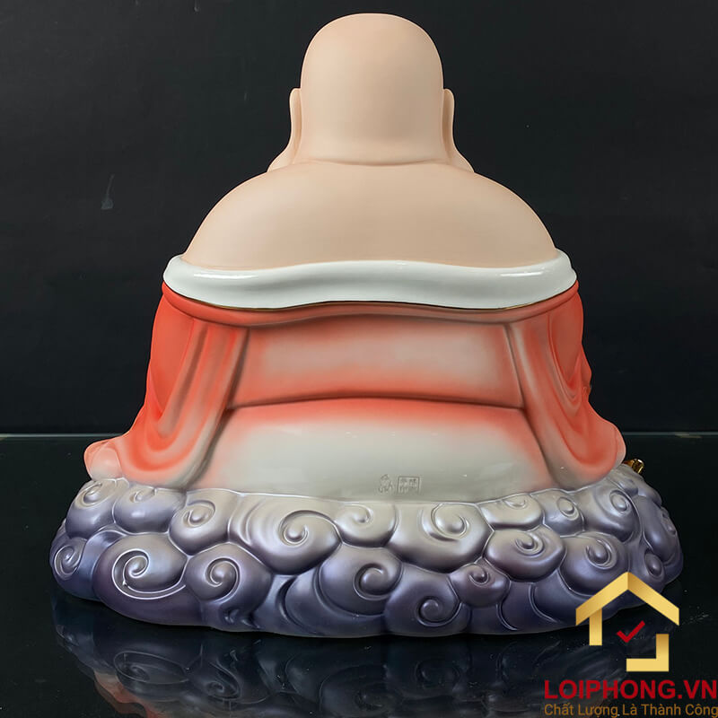 Tượng Phật Di Lặc Ngồi Đế Mây Bằng Sứ Sơn Đỏ cao 40cm, 48cm