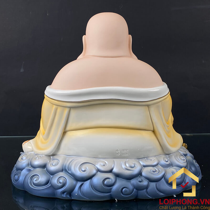 Tượng Phật Di Lặc Ngồi Đế Mây Bằng Sứ Sơn Vàng cao 40cm, 48cm