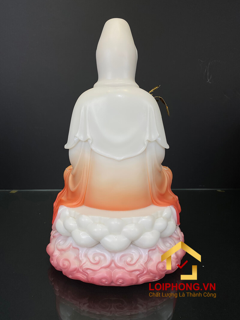 Tượng phật quan âm tọa đài sen ngồi trên đế mây màu đỏ nhạt cao 30 - 40 – 48 cm