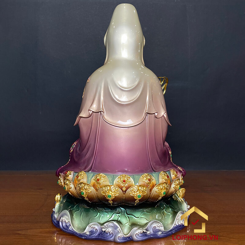 Tượng Phật Quan Âm Ngồi Đế Non Nước Bằng Đồng Men Cổ Mẫn Bảo Cao Cấp cao 40cm, 48cm