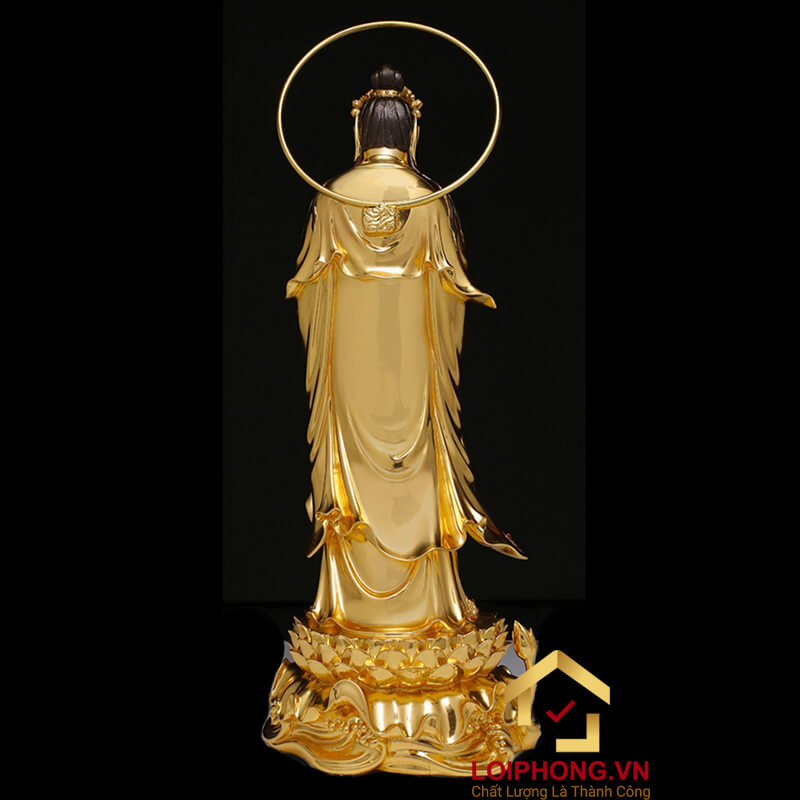 Tượng phật Tây Phương Tam Thánh bằng đồng dát vàng ấn bảo cao 48 – 65 – 90 – 106 cm