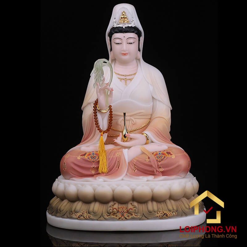 Tượng phật Tây Phương Tam Thánh bột đá vẽ gấm cao  30 – 40 – 48 cm