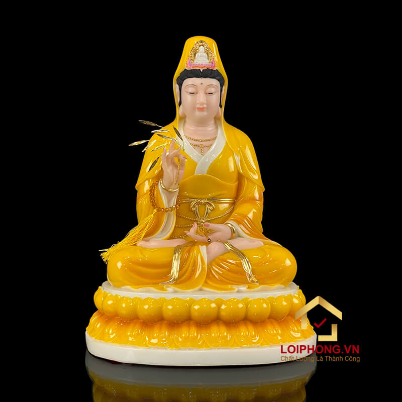 Tượng Phật Tây Phương Tam Thánh Đế To Bằng Bột Đá Hổ Phách cao từ 20 – 48 cm