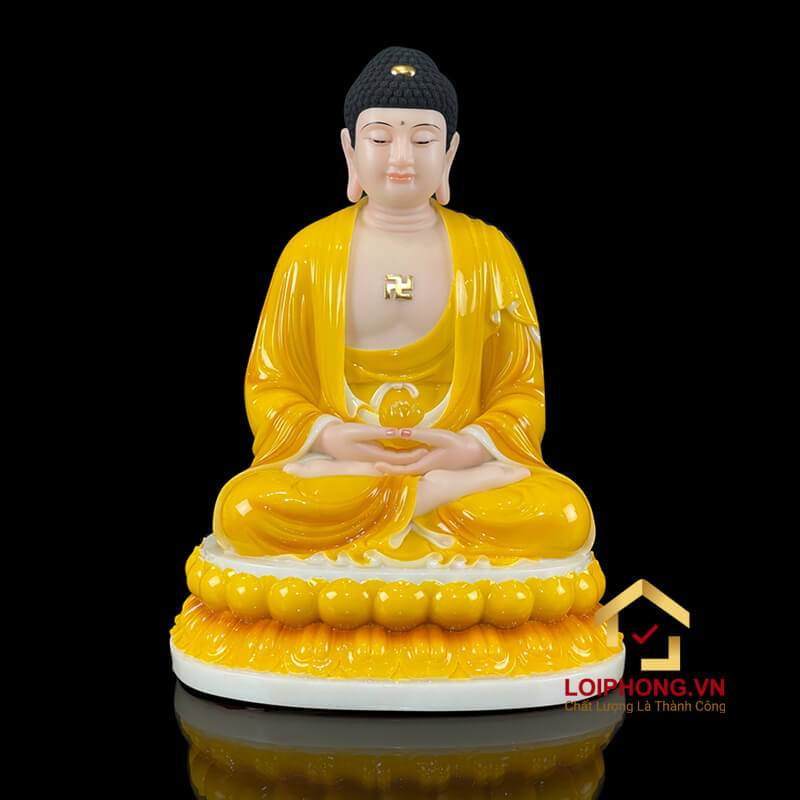 Tượng Phật Tây Phương Tam Thánh Đế To Bằng Bột Đá Hổ Phách cao từ 20 – 48 cm