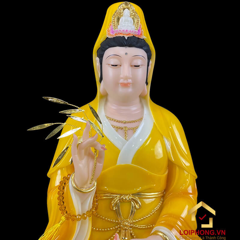 Tượng Phật Tây Phương Tam Thánh Đế To Bằng Bột Đá Hổ Phách cao từ 20 – 48 cm