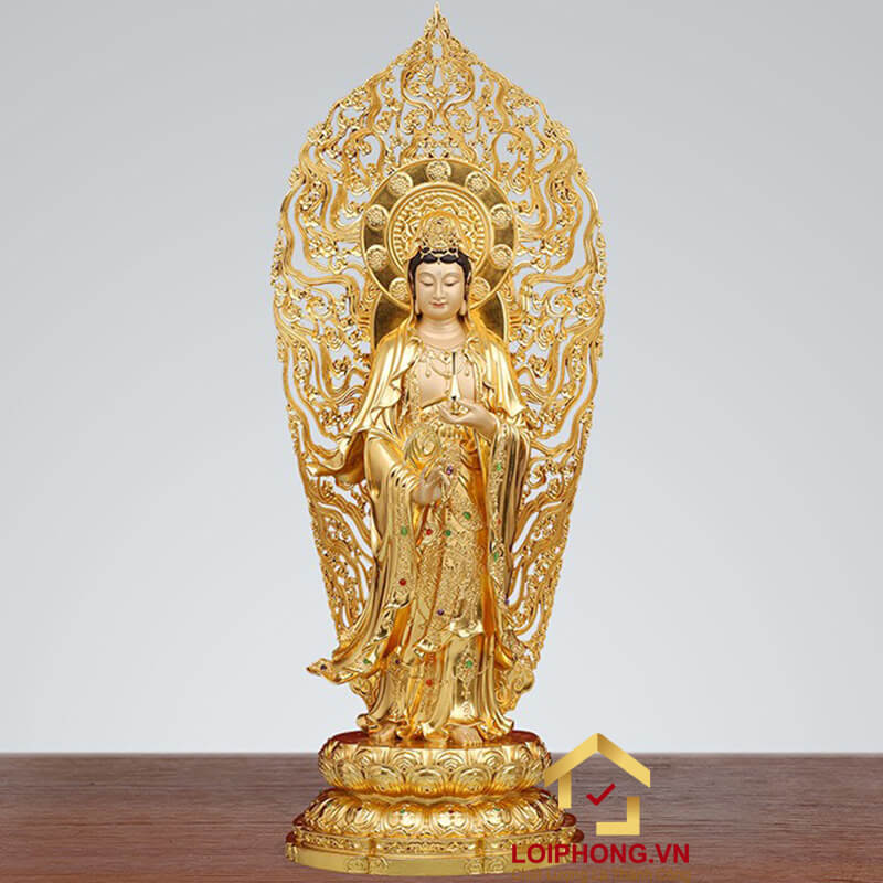 Tượng Phật Tây Phương Tam Thánh Đứng Đài Sen Bằng Đồng Đài Loan