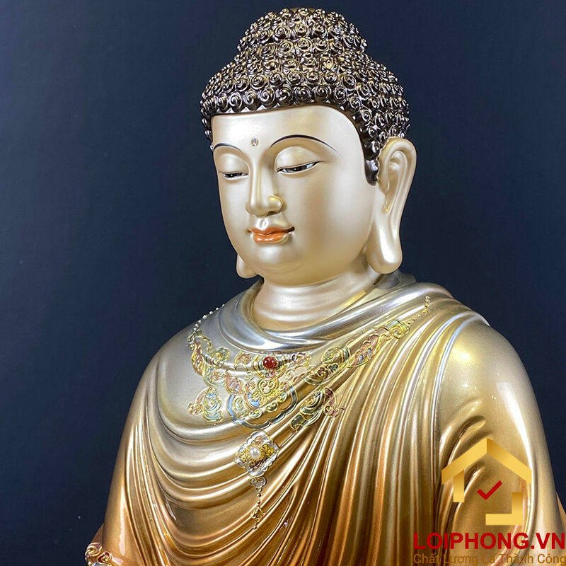 Tượng Phật Thích Ca bằng đồng men cổ kích thước 50x40x40 cm