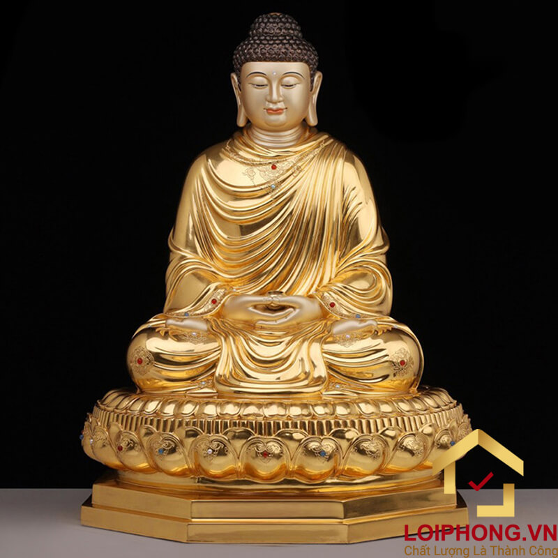 Tượng phật Thích Ca ngồi bằng đồng dát vàng cao  68 – 88 – 108 – 153 cm