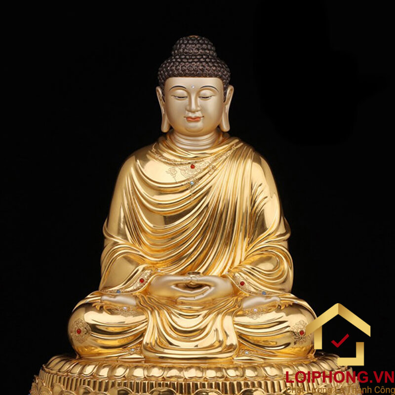 Tượng phật Thích Ca ngồi bằng đồng dát vàng cao  68 – 88 – 108 – 153 cm