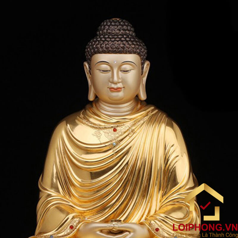Tượng phật Thích Ca ngồi bằng đồng dát vàng cao  68 – 88 – 108 – 153 cm