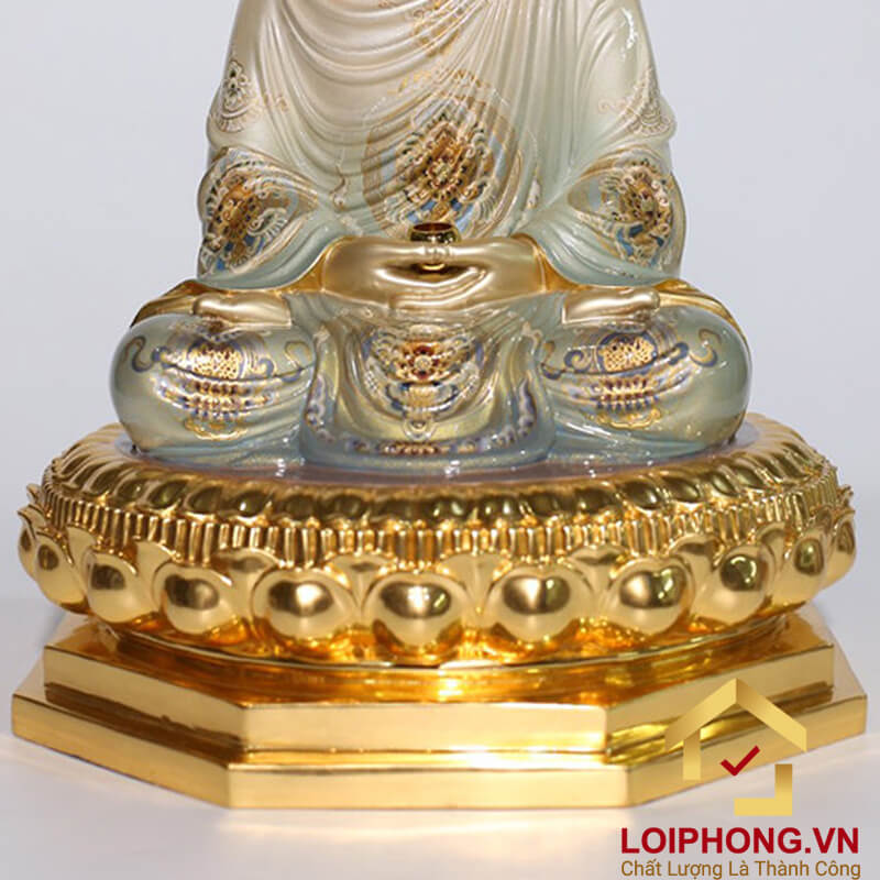 Tượng phật Thích Ca ngồi bằng đồng sơn bạc cao  48 – 68 – 88 – 108 cm