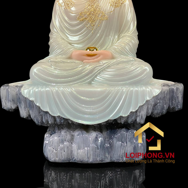 Tượng phật Thích Ca tĩnh tâm bằng bột đá cẩm thạch cao  48 – 65 – 90 – 105 cm