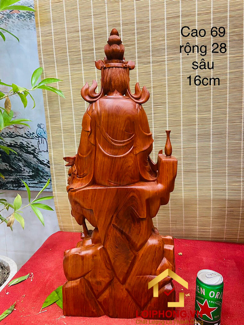 Tượng Phật Quan Âm tự tại kích thước 69x28x16 cm