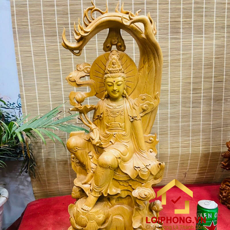 Tượng Phật Quan Âm tự tại kích thước 70x27x16 cm