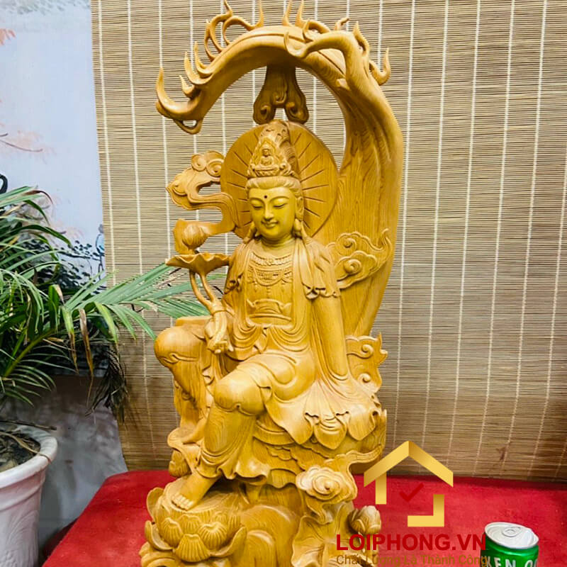 Tượng Phật Quan Âm tự tại kích thước 70x27x16 cm
