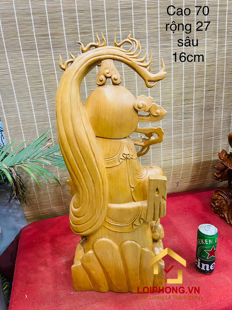 Tượng Phật Quan Âm tự tại kích thước 70x27x16 cm