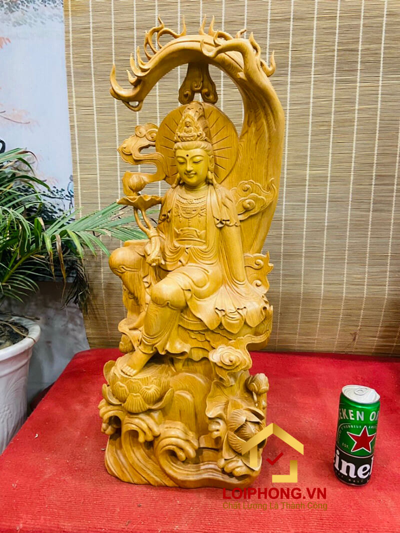 Tượng Phật Quan Âm tự tại kích thước 70x27x16 cm