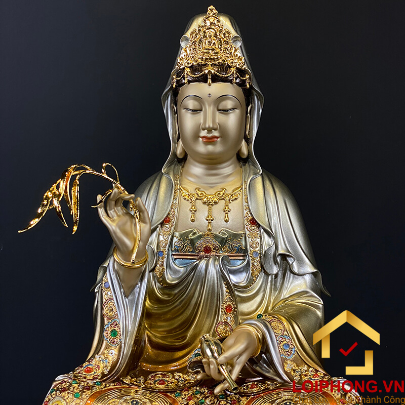 Tượng Phật Quan Âm bằng đồng ngồi đài sen ấn bảo cao 30 – 40 – 48 – 60 cm