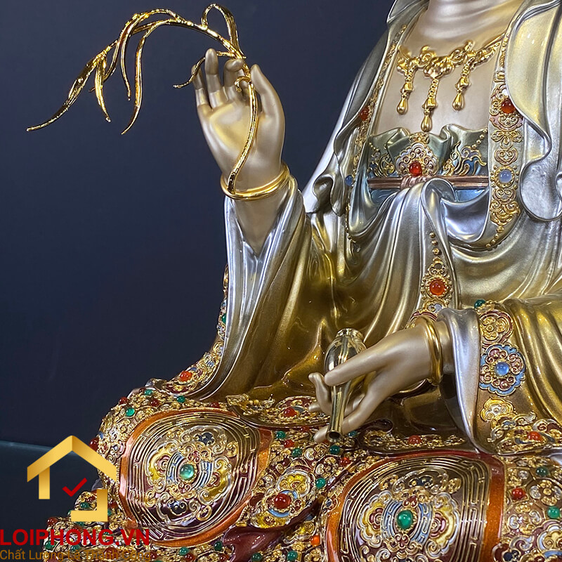 Tượng Phật Quan Âm bằng đồng ngồi đài sen ấn bảo cao 30 – 40 – 48 – 60 cm