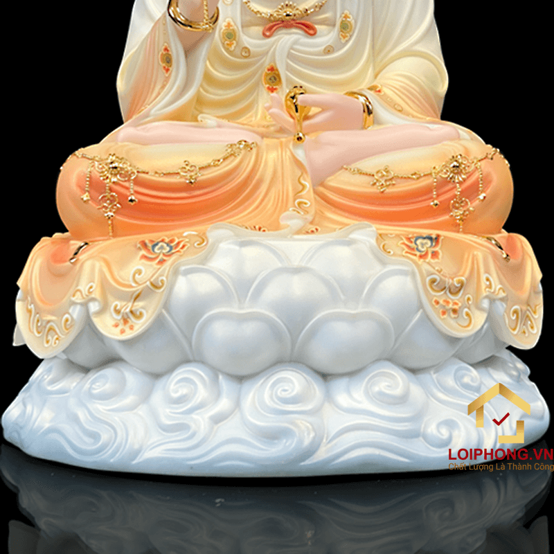 Tượng Phật Quan Âm bằng bột đá sơn phú quý cao 48 cm