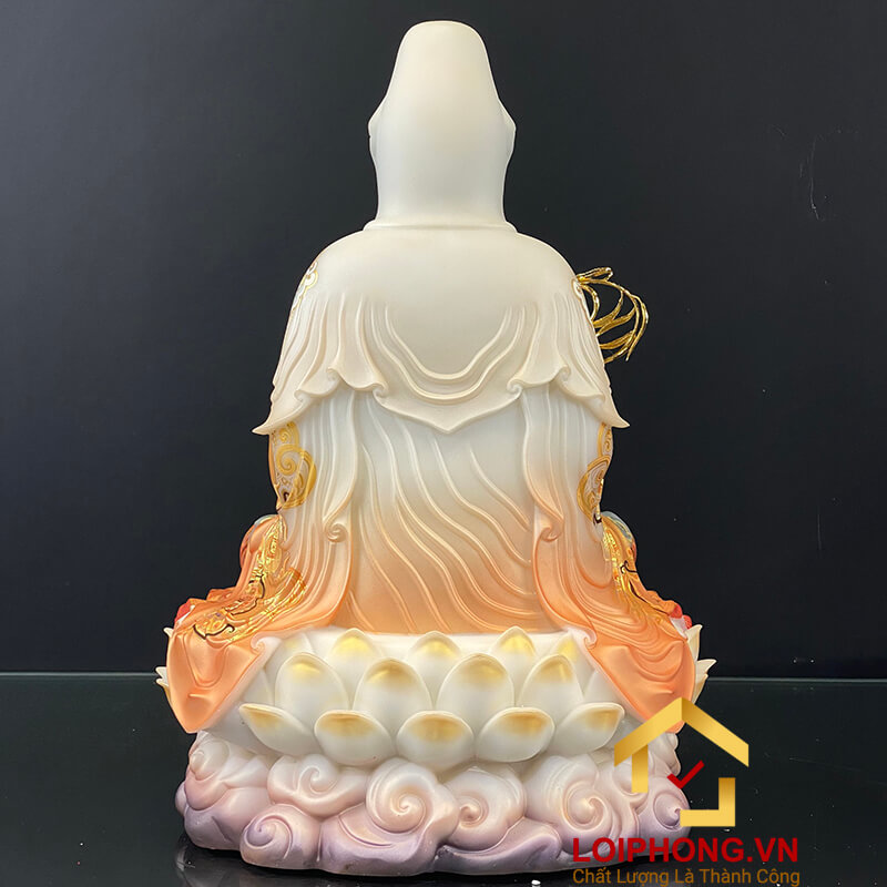 Tượng Phật Quan Âm bằng bột đá sơn phú quý vẽ hoa cao 40-105 cm
