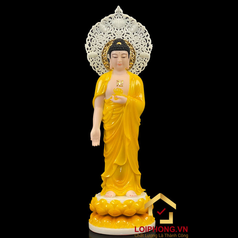 Tượng phật Tây Phương Tam Thánh bằng bột đá hổ phách cao  40 – 48 – 65 – 90 cm