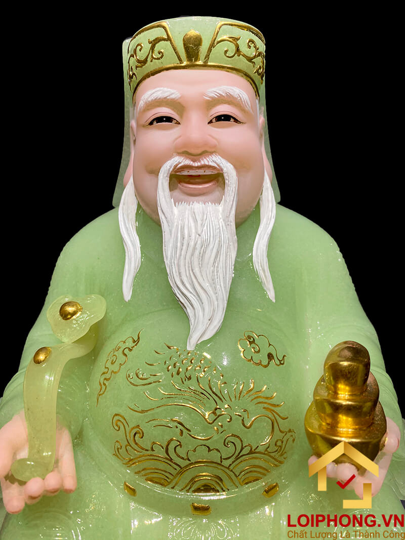 Tượng Thần Tài Thổ Địa trang phục màu thạch ngọc cao từ 20 – 40 cm