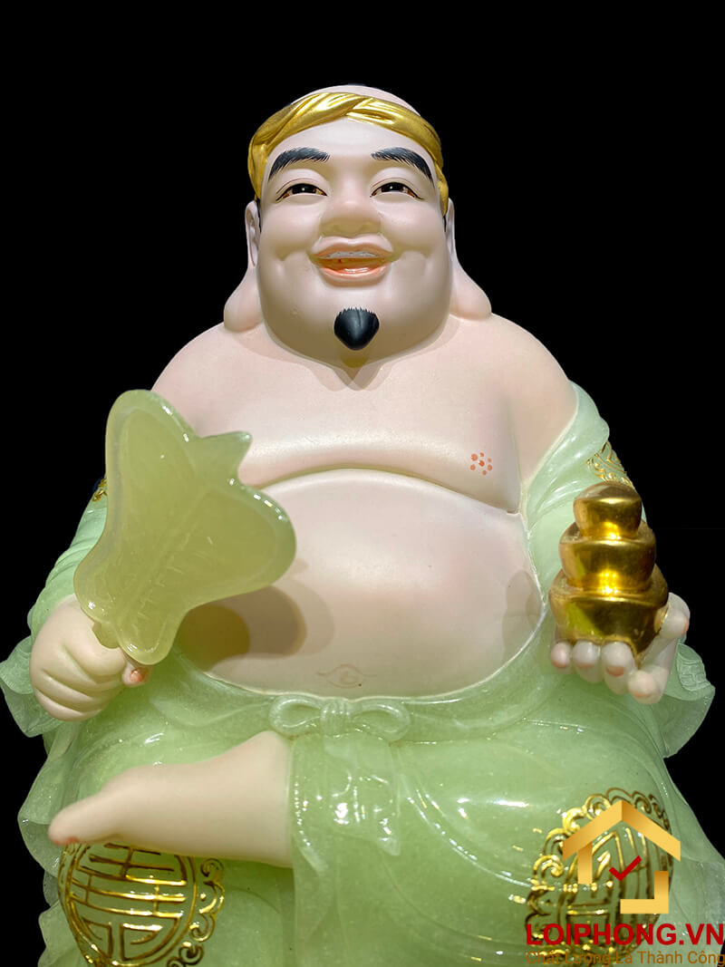 Tượng Thần Tài Thổ Địa trang phục màu thạch ngọc cao từ 20 – 40 cm