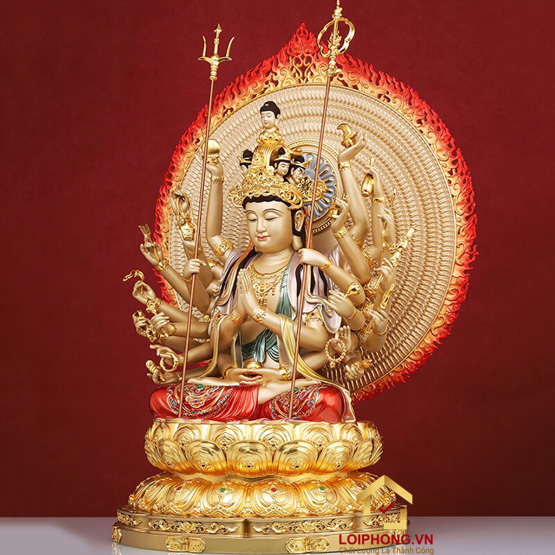 Tượng Phật Thiên Thủ Thiên Nhãn bằng đồng men cổ cao 30cm, 40cm, 48cm