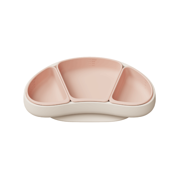 Khay ăn dặm silicone Moyuum - 3 ngăn - Đỏ/Vàng/Xanh